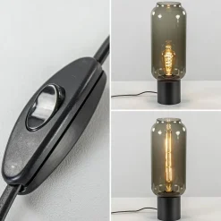 Straluma Tafellamp Lett zwart + smoke glas 13cm></noscript> Tafellampen|Design Verlichting