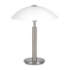 Straluma Tafellamp nikkel/glas wit + touchdimmer> Nachtkastlampen|Touch Lampen