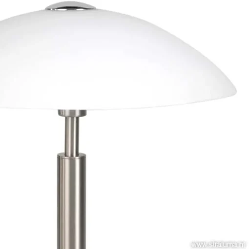 Straluma Tafellamp nikkel/glas wit + touchdimmer> Nachtkastlampen|Touch Lampen