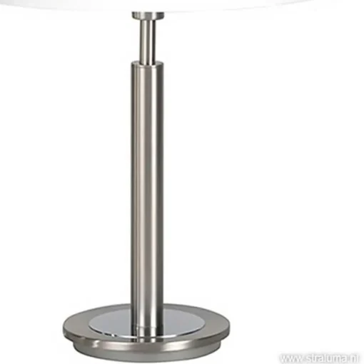 Straluma Tafellamp nikkel/glas wit + touchdimmer> Nachtkastlampen|Touch Lampen