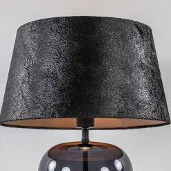 Straluma Tafellamp zwart glas met ronde kap 40 cm></noscript> Tafellampen|Schemerlampen