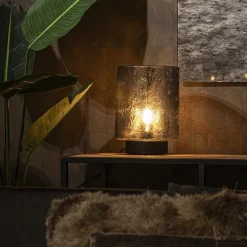 Straluma Tafellamp zwart met robuuste glazen kap></noscript> Tafellampen|Lifestyle Verlichting