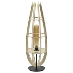 Straluma Tafellamp/vloerlamp naturel houten kap met zwart> Tafellampen|Vloerlampen