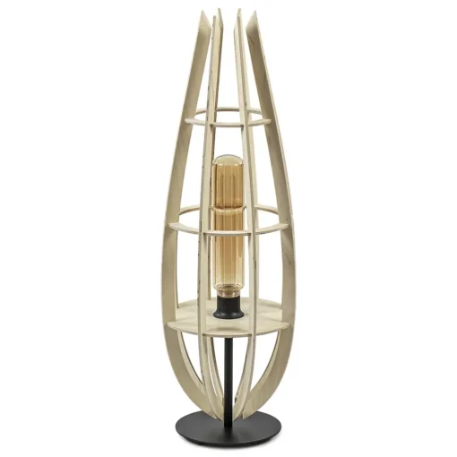 Straluma Tafellamp/vloerlamp naturel houten kap met zwart> Tafellampen|Vloerlampen
