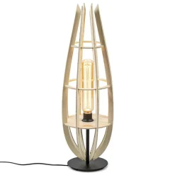 Straluma Tafellamp/vloerlamp naturel houten kap met zwart> Tafellampen|Vloerlampen