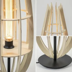 Straluma Tafellamp/vloerlamp naturel houten kap met zwart></noscript> Tafellampen|Vloerlampen