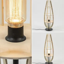 Straluma Tafellamp/vloerlamp naturel houten kap met zwart></noscript> Tafellampen|Vloerlampen