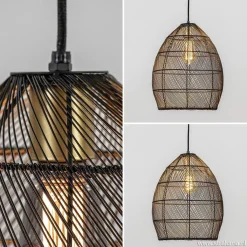 Straluma Trendy draad hanglamp Meya zwart/goud></noscript> Draadlampen|Light and Living