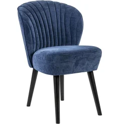 Straluma Trendy eetkamerstoel blauw met zwarte houten poot> Eetkamerstoelen
