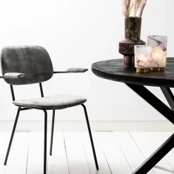Straluma Trendy eetkamerstoel Emma velvet grijs></noscript> Light and Living|Eetkamerstoelen