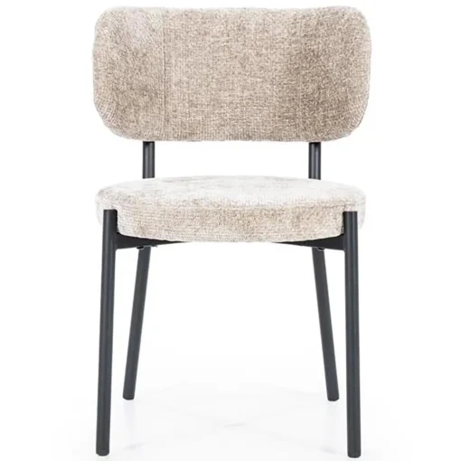 Straluma Trendy eetkamerstoel gemêleerd taupe met zwarte poot> Eetkamerstoelen