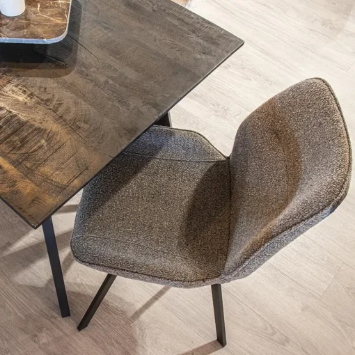 Straluma Trendy eetkamerstoel stof bruin met zwarte poot> Eetkamerstoelen
