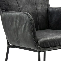 Straluma Trendy eetkamerstoel velours antraciet met armleuning></noscript> Eetkamerstoelen