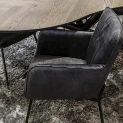 Straluma Trendy eetkamerstoel velours antraciet met armleuning></noscript> Eetkamerstoelen