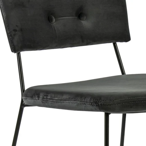 Straluma Trendy eetkamerstoel velvet grijs met metalen poot> Eetkamerstoelen