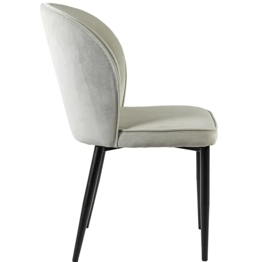 Straluma Trendy eetkamerstoel wit velours met zwart metalen poot> Eetkamerstoelen