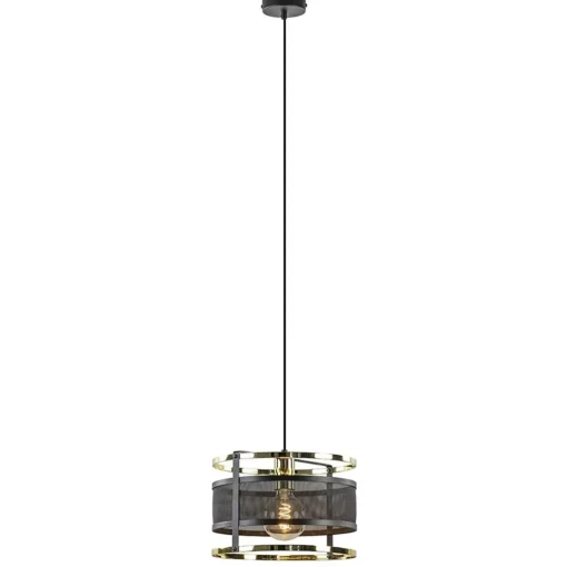 Straluma Trendy hanglamp mat zwart met hoogglans goud> Eetkamerverlichting|Hanglampen