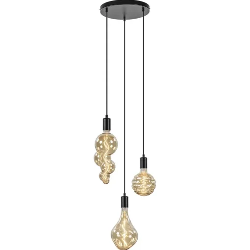 Straluma Trendy 3-lichts hanglamp mat zwart exclusief lichtbron> Eetkamerverlichting|Hanglampen