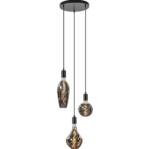 Straluma Trendy 3-lichts hanglamp mat zwart exclusief lichtbron> Eetkamerverlichting|Hanglampen