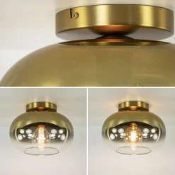 Straluma Trendy plafondlamp goud met goud gradiënt glas></noscript> Plafondlampen|Retro Verlichting