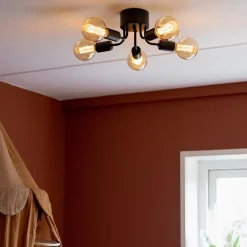 Straluma Trendy plafondlamp mat zwart exclusief lichtbron></noscript> Halverlichting|Plafondlampen