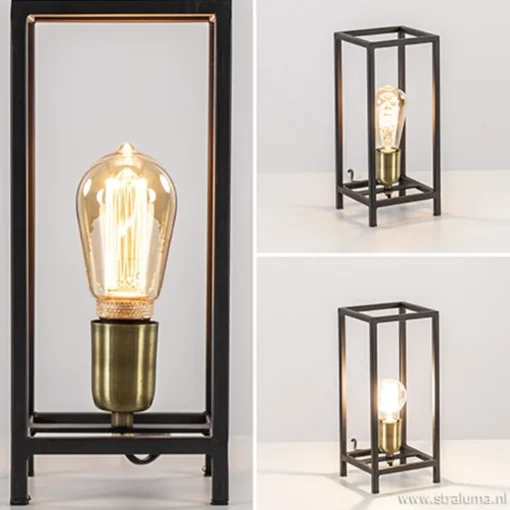 Straluma Trendy tafellamp Marlay zwart met brons> Light and Living|Slaapkamerlampen