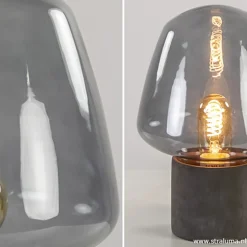 Straluma Trendy tafellamp met smokey glas></noscript> Woonkamerlampen|Slaapkamerlampen