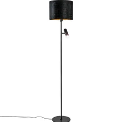 Straluma Trendy vloerlamp met kap zwart met goud> Vloerlampen|Lifestyle Verlichting