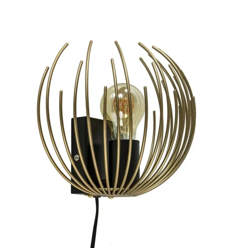 Straluma Trendy wandlamp goud met zwart inclusief snoer> Slaapkamerlampen|Halverlichting