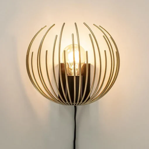 Straluma Trendy wandlamp goud met zwart inclusief snoer> Slaapkamerlampen|Halverlichting