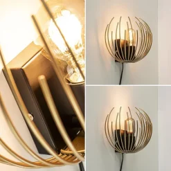 Straluma Trendy wandlamp goud met zwart inclusief snoer></noscript> Slaapkamerlampen|Halverlichting