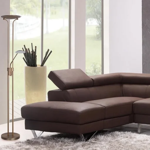 Straluma Uplighter brons LED Luna leesarm, dimmer> Vloerlampen|Leeslampen