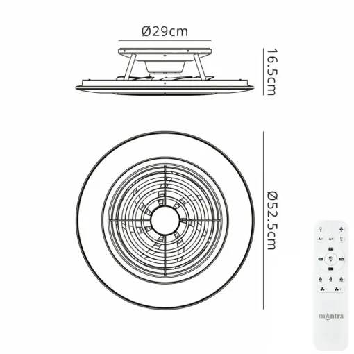 Straluma Ventilator Alisio Mini zwart met remote> Plafondlampen|Plafondventilatoren met lamp