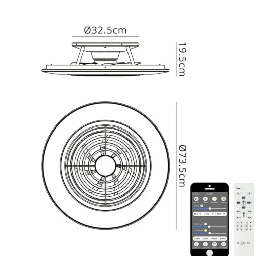 Straluma Ventilator Alisio XL zwart afst.bed./app> Plafondlampen|Plafondventilatoren met lamp