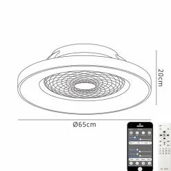 Straluma Ventilator Tibet hout/wit afst.bed. cct> Plafondlampen|Plafondventilatoren met lamp