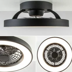Straluma Ventilator Tibet Mini zwart + remote cct></noscript> Plafondlampen|Plafondventilatoren met lamp