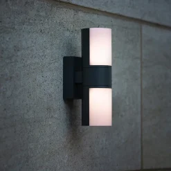 Straluma Verstelbare LED buitenlamp 2-lichts cilinder donker grijs></noscript> Wandlampen|Buitenlampen
