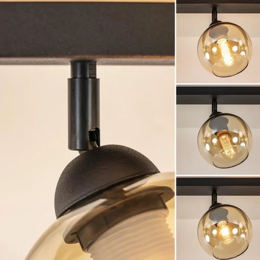 Straluma Verstelbare 3-lichts plafondlamp met amber glas> Slaapkamerlampen|Keukenverlichting