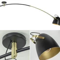 Straluma Verstelbare plafondlamp mat zwart met goud></noscript> Booglampen|Eetkamerverlichting