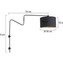 Straluma Verstelbare wandlamp met zwart/gouden kap></noscript> Wandlampen|Schemerlampen