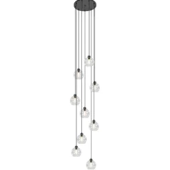Straluma Videlamp / multipendel 9L zwart helder bolglas> Videverlichting|Pendel Lampen