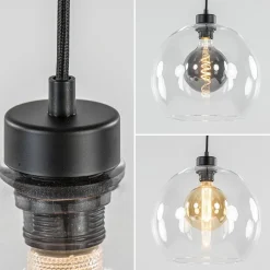 Straluma Videlamp / multipendel zwart met 5 helder glazen bollen></noscript> Videverlichting|Pendel Lampen