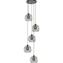 Straluma Videlamp zwart 5-lichts smoke glas> Videverlichting|Pendel Lampen