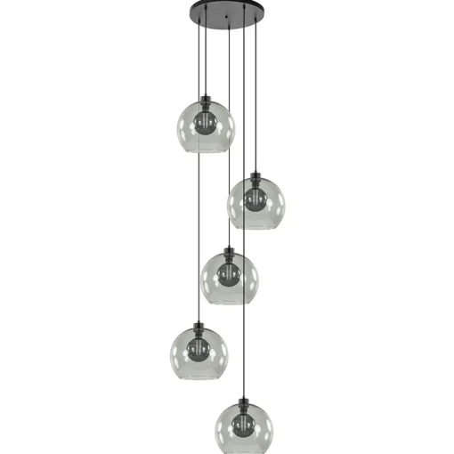 Straluma Videlamp zwart 5-lichts smoke glas> Videverlichting|Pendel Lampen