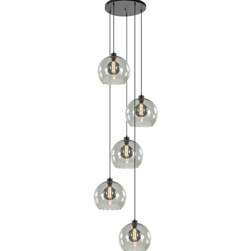 Straluma Videlamp zwart 5-lichts smoke glas> Videverlichting|Pendel Lampen