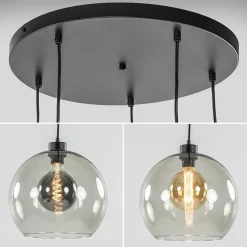 Straluma Videlamp zwart 5-lichts smoke glas></noscript> Videverlichting|Pendel Lampen
