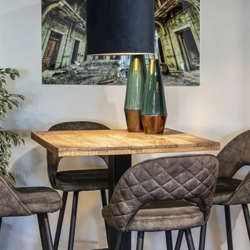 Straluma Vierkante bartafel mangohout 80x80 cm met zwarte poot> Bartafels
