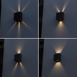 Straluma Vierkante LED buitenlamp wand zwart up+down> Buitenlampen