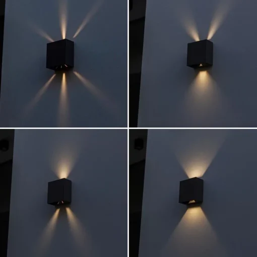 Straluma Vierkante LED buitenlamp wand zwart up+down> Buitenlampen