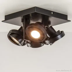 Straluma Vierkante LED plafondlamp 4-lichts zwart> Plafondlampen|Opbouwspots